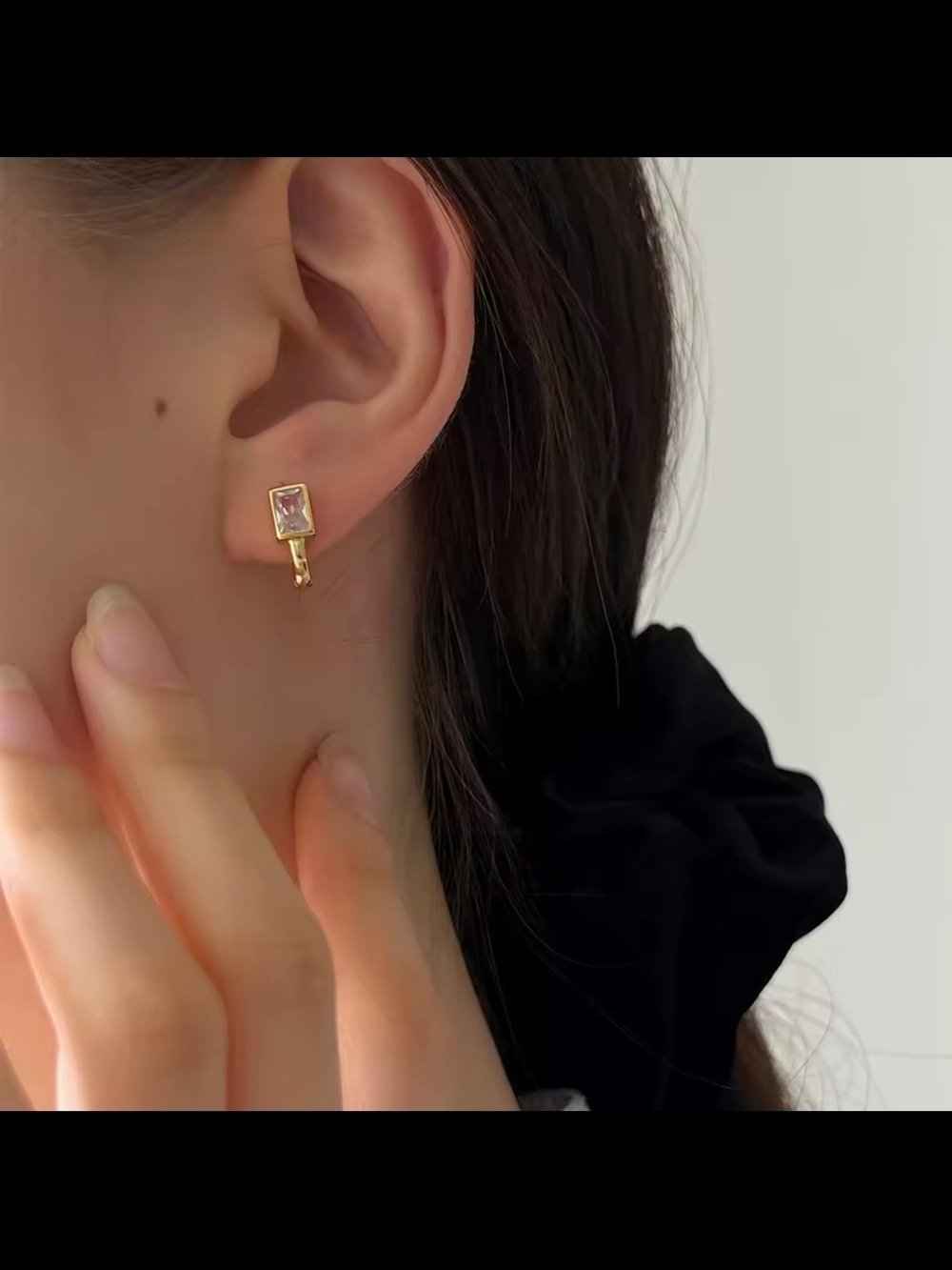 Delicate Gold-Plated Stone Huggie Earrings